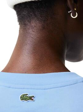 T-Shirt Lacoste Cocodrile Party para Mulher Azul