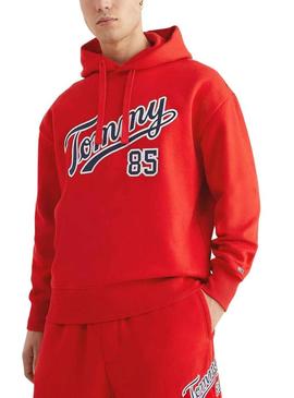 Sweat Tommy Jeans Relaxed College Homem Vermelho