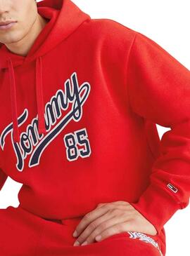 Sweat Tommy Jeans Relaxed College Homem Vermelho