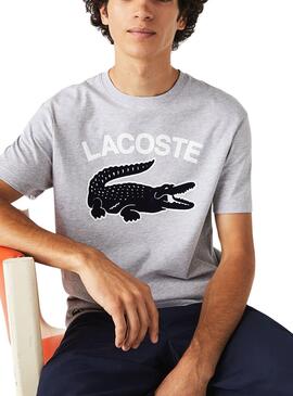 T-Shirt Lacoste Big Logo Cinza para Homem