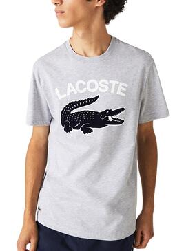 T-Shirt Lacoste Big Logo Cinza para Homem