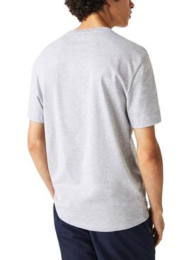 T-Shirt Lacoste Big Logo Cinza para Homem