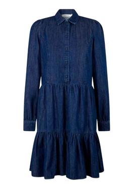 Vestido Naf Naf Babados para Mulher Azul Marinho