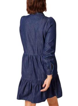 Vestido Naf Naf Babados para Mulher Azul Marinho