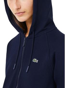 Sweat Lacoste Basic Hood Zip Azul para Mulher