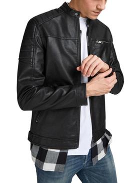 Casaca Jack & Jones Couro Sintético Preto para Homem