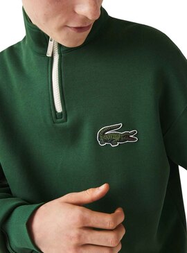 Sweat Lacoste Gola Zíper Verde Homem