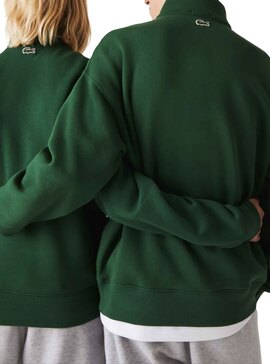 Sweat Lacoste Gola Zíper Verde Homem