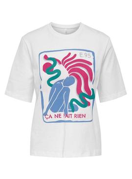 T-Shirt Only Mano Boxy Branco para Mulher