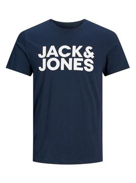 T-Shirt Jack & Jones Corp Logo Slim Azul Marinho