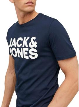 T-Shirt Jack & Jones Corp Logo Slim Azul Marinho