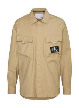 Camisa Calvin Klein Utility Cargo Camel Homem