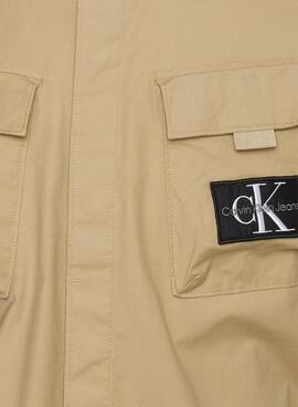 Camisa Calvin Klein Utility Cargo Camel Homem