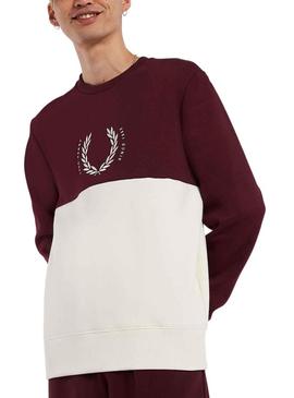 Sweat Fred Perry Circle Bordeaux e Bege