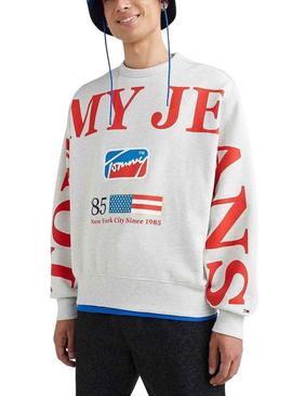 Sweat Tommy Jeans Conforto Cinza para Homem