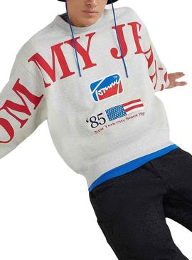 Sweat Tommy Jeans Conforto Cinza para Homem