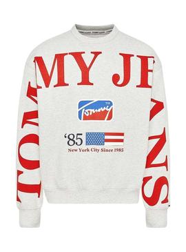 Sweat Tommy Jeans Conforto Cinza para Homem