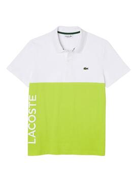 Polo Lacoste Bicolor Branco e Neon para Homem