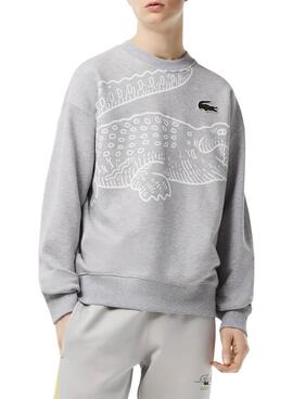 Sweat Lacoste Crocodile Cinza para Homem