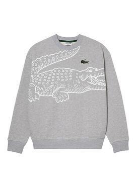 Sweat Lacoste Crocodile Cinza para Homem