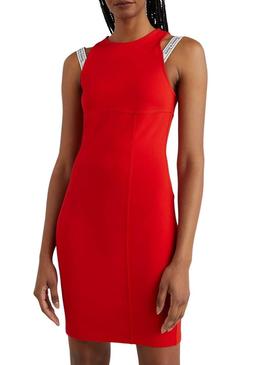 Vestido Tommy Jeans Logo Taping Strap Bodycon Vermelho Mulher