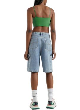 Top Tommy Jeans Ultra Crop Verde para Mulher