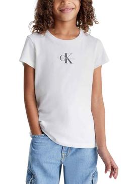 T-Shirt Calvin Klein Micro Monogram Branco Menina