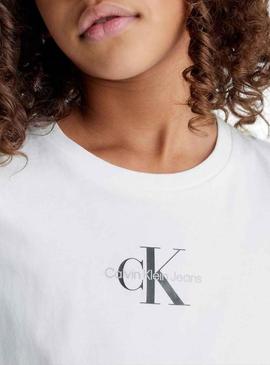 T-Shirt Calvin Klein Micro Monogram Branco Menina