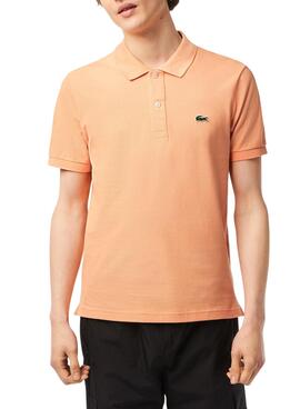 Polo Lacoste Básico Slim Fit Laranja para Homem