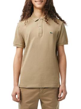 Polo Lacoste Básico Slim Fit Beige para Homem