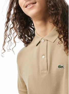 Polo Lacoste Básico Slim Fit Beige para Homem