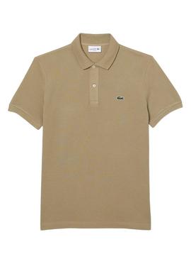 Polo Lacoste Básico Slim Fit Beige para Homem