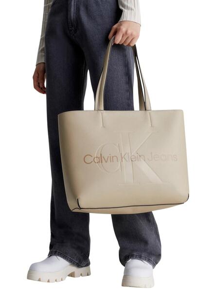 Bolsa Calvin Klein Sculpted Bege para Mulher