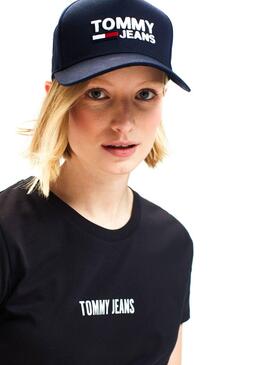Viseira Tommy Jeans Logo Azul Marino Mulher