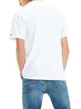 T-Shirt Tommy Jeans Logo Print Branco Homem