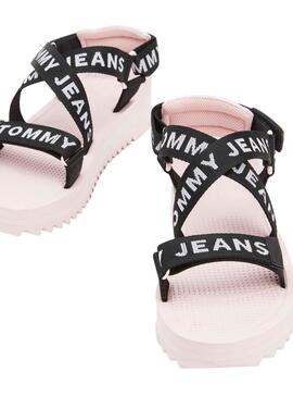 Sandálias Tommy Jeans Logo Rosa para Mulher