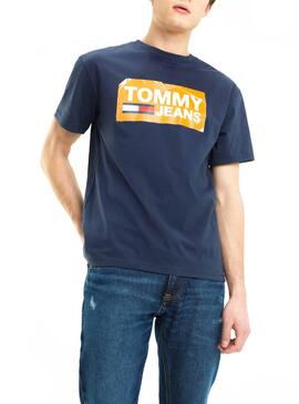 T-Shirt Tommy Jeans Scratched Marino Homem