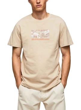 T-Shirt Pepe Jeans Riane Bege para Homem