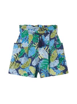 Short Mayoral Printed Folhas Azul para Menina