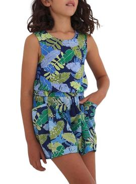 Short Mayoral Printed Folhas Azul para Menina