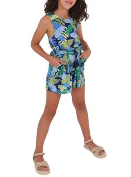 Short Mayoral Printed Folhas Azul para Menina