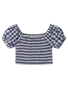 Blusa Mayoral Frames Vichy Azul para Menina