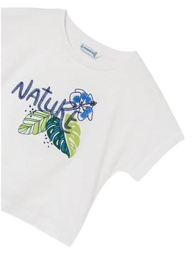 T-Shirt Mayoral Bordado Nature Branco para Menina