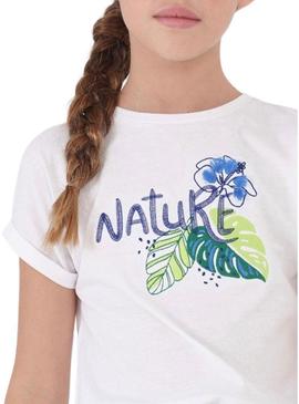 T-Shirt Mayoral Bordado Nature Branco para Menina