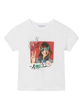 T-Shirt Mayoral Chica Smile Branco para Menina