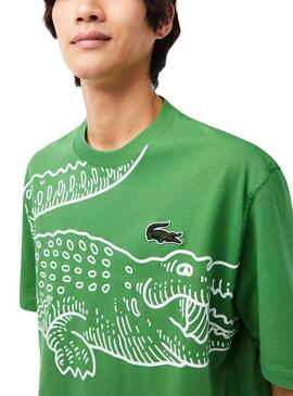 T-Shirt Lacoste Printed Verde para Homem