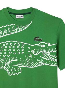T-Shirt Lacoste Printed Verde para Homem