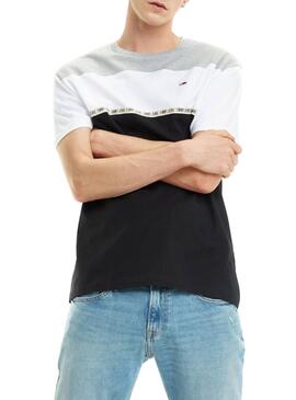 T-Shirt Tommy Jeans Colorblocked Preto Homem