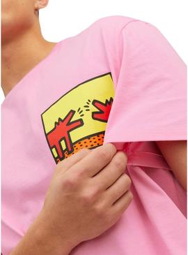 T-Shirt Jack & Jones Keith Haring Rosa Homeme