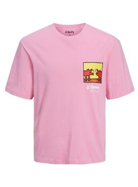 T-Shirt Jack & Jones Keith Haring Rosa Homeme